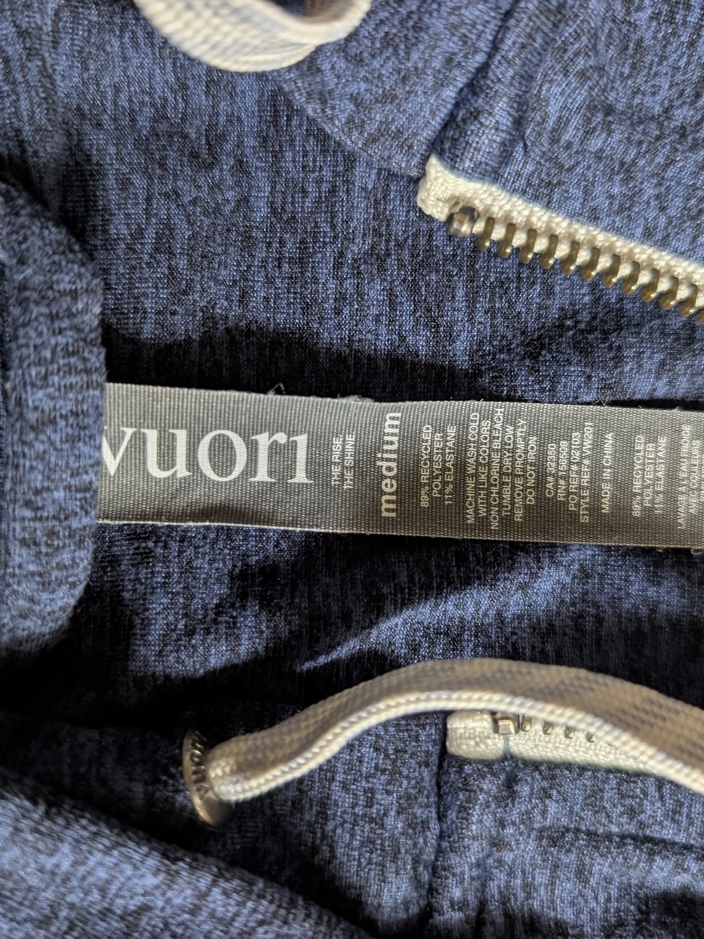 Vuori Navy Zip-Up Hoodie with Light Trim